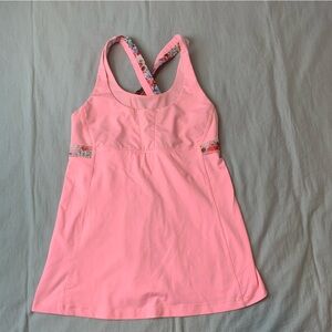 Lululemon bright pink and flowers tank size 8